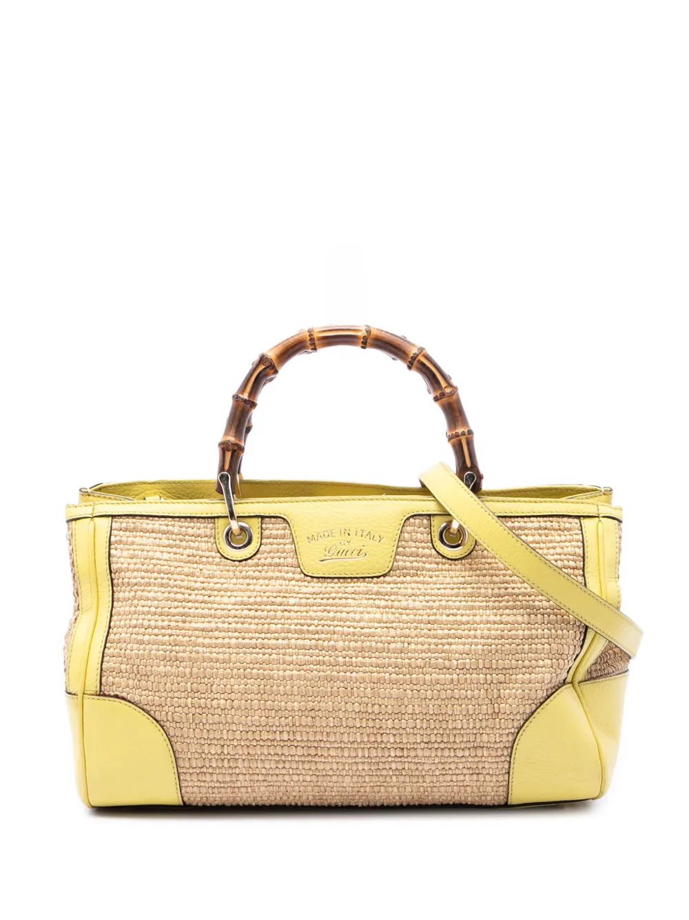 Gucci Pre-Owned 2016-2026 Medium Raffia Bamboo Shopper satchel - Toni neutri