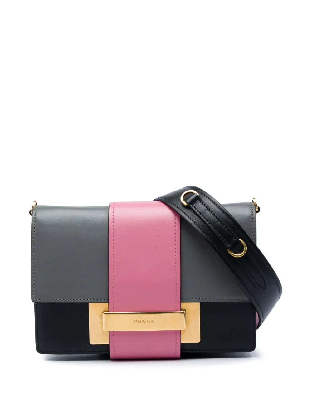 Prada Pre-Owned 2013-2026 Tricolor City Calf Ribbon crossbody bag - Nero