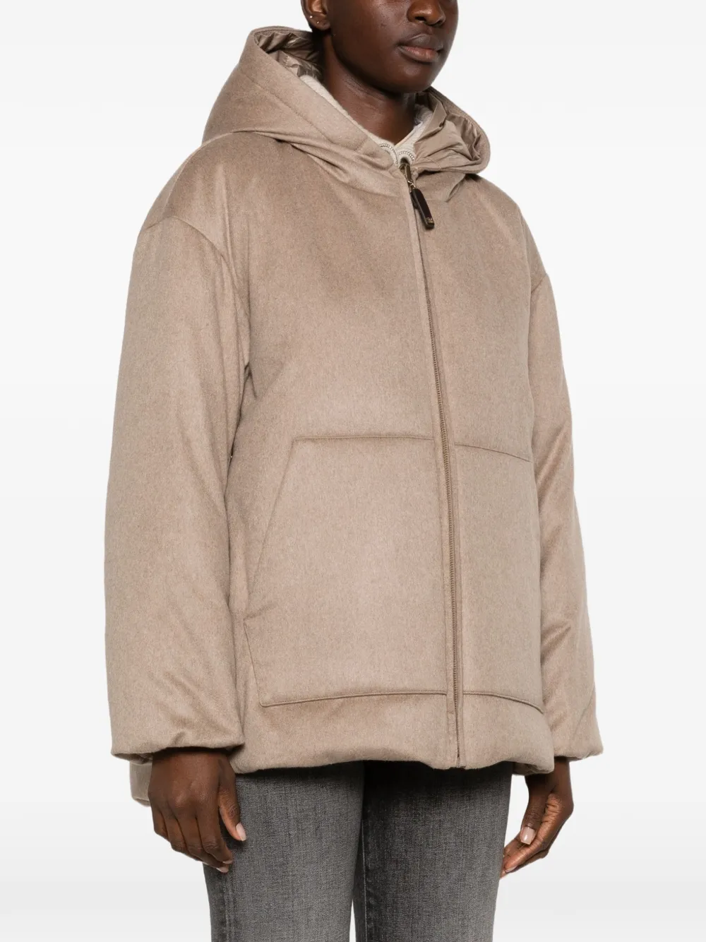 Max Mara Clown omkeerbare gewatteerde jas met capuchon Beige