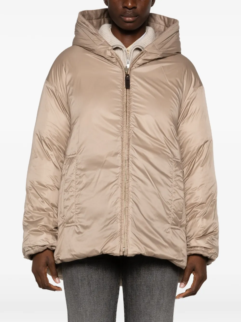 Max Mara Clown omkeerbare gewatteerde jas met capuchon Beige