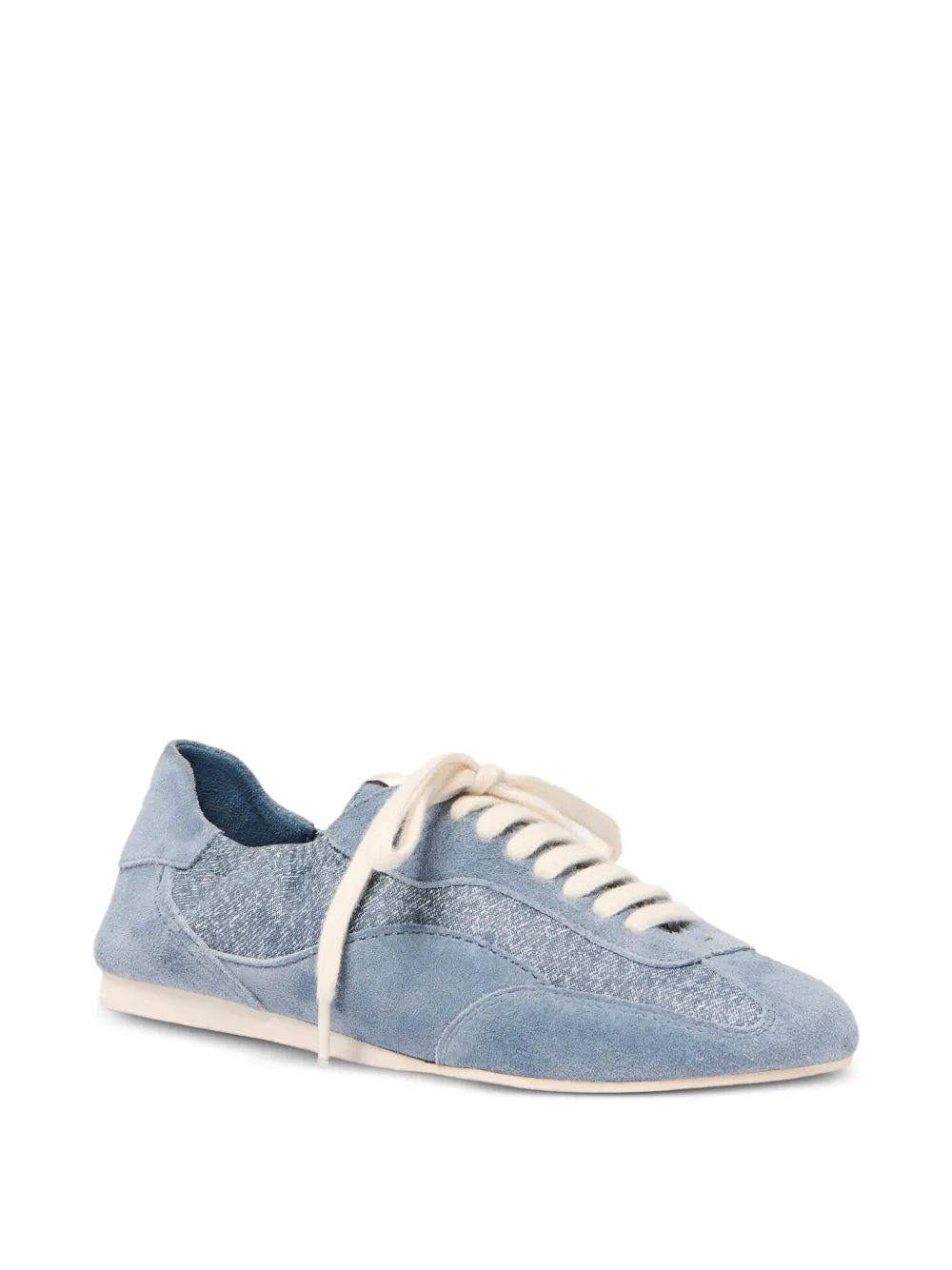 SIMKHAI Georgie Denim-print Leather Sneakers in Blue, view 2