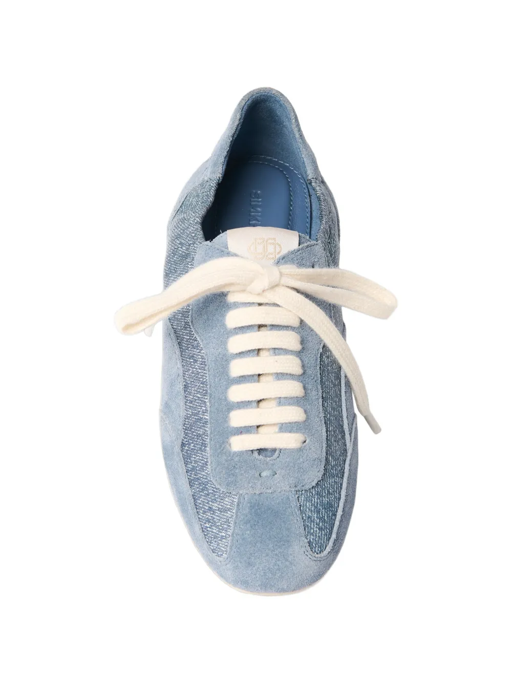 SIMKHAI Georgie Denim-print Leather Sneakers in Blue, view 3