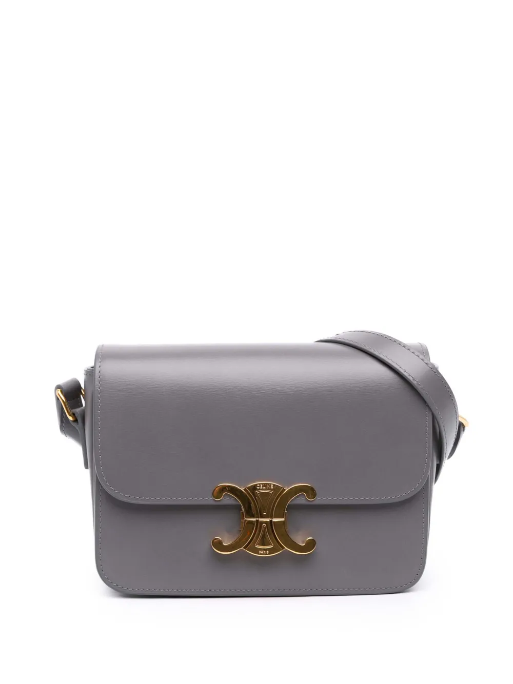 Celine Pre-Owned 2024 Teen Shiny Calfskin Triomphe crossbody bag - Grigio