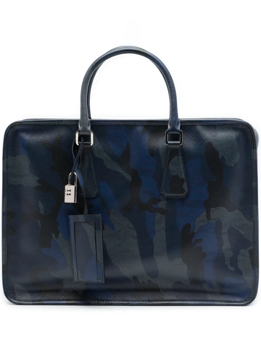 Prada Pre-Owned 2013-2026 Saffiano Camouflage Print Briefcase business bag - Blu