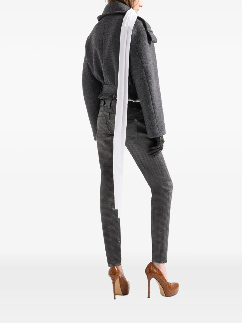 7 For All Mankind Jas met ceintuur en dubbele rij knopen Grijs