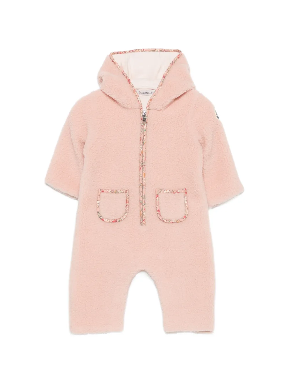 Moncler Enfant barboteuse à finitions à fleurs - Rose Moncler Enfant barboteuse à finitions à fleurs - Rose