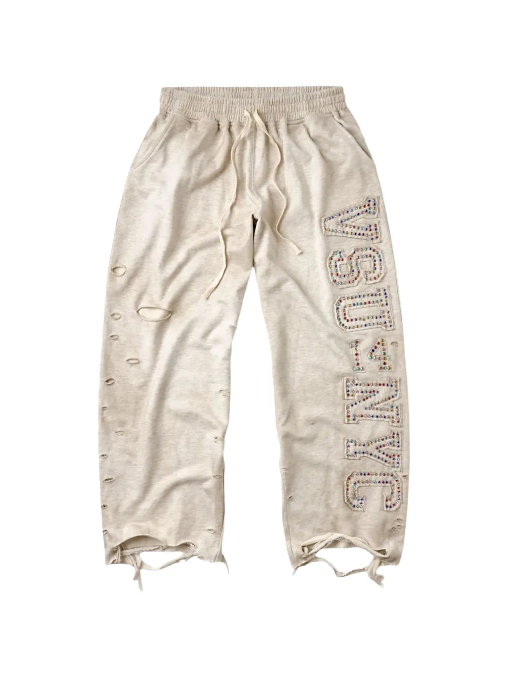 Vale distressed crystal-embellished track pants - Toni neutri