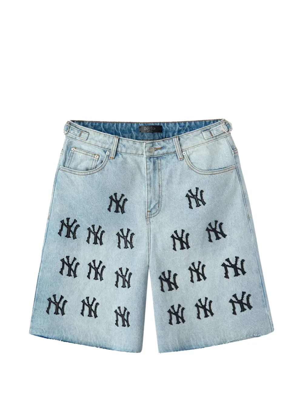 Happy Memories Don't Die x NY Yankees embroidered denim shorts - Blu