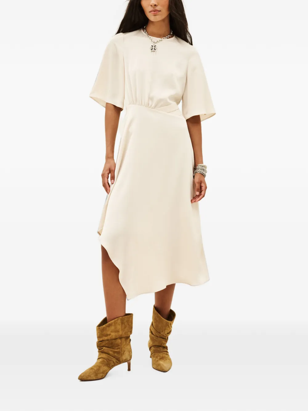 Ba&Sh Wila asymmetrische midi-jurk Beige