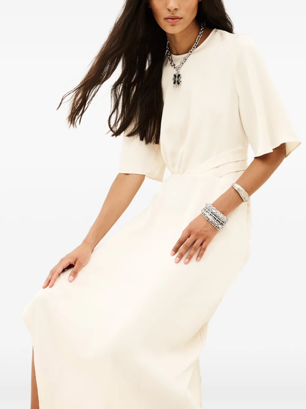 Ba&Sh Wila asymmetrische midi-jurk Beige