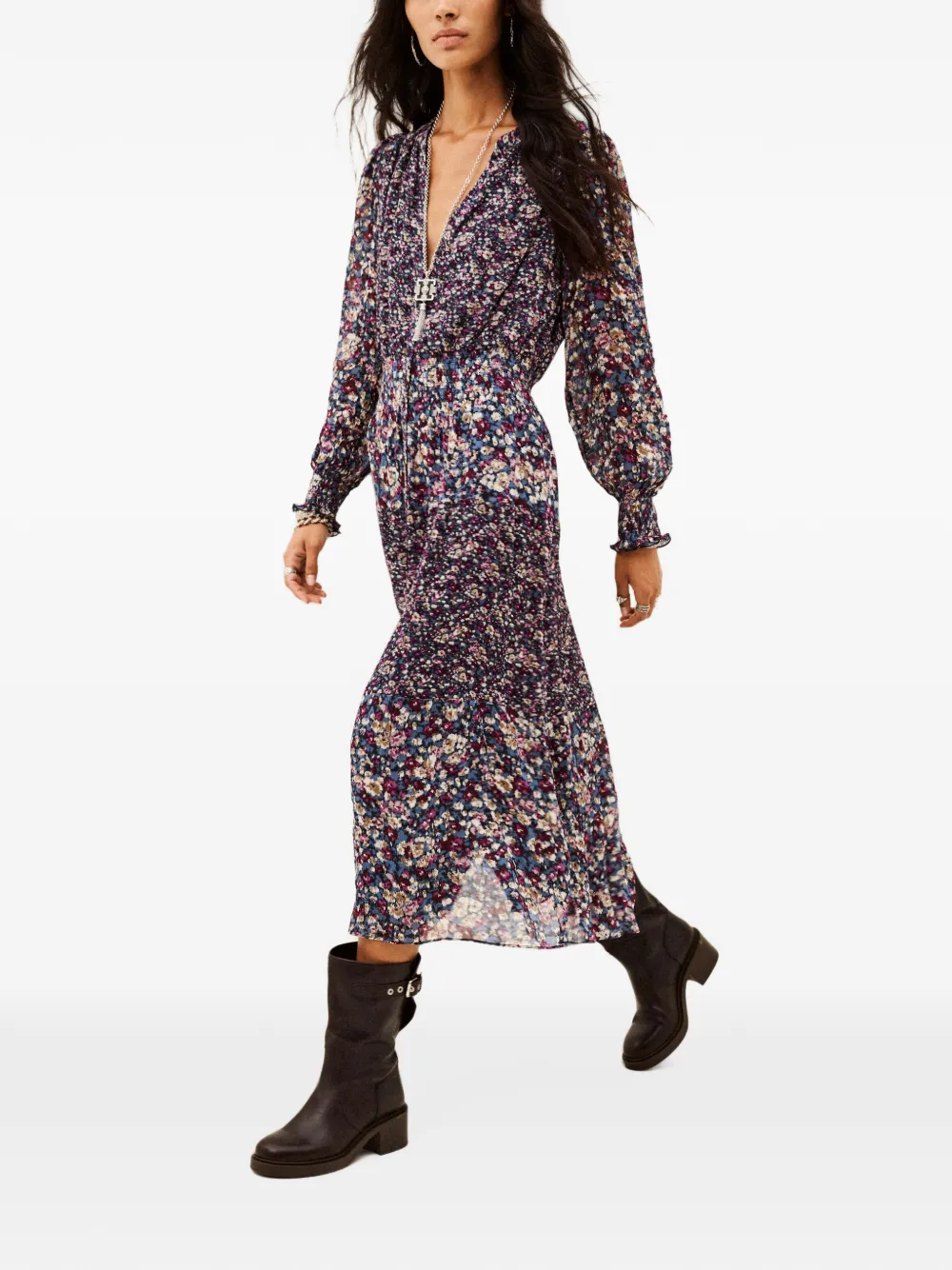 Ba&Sh Kacy midi-jurk met bloemen-print Blauw