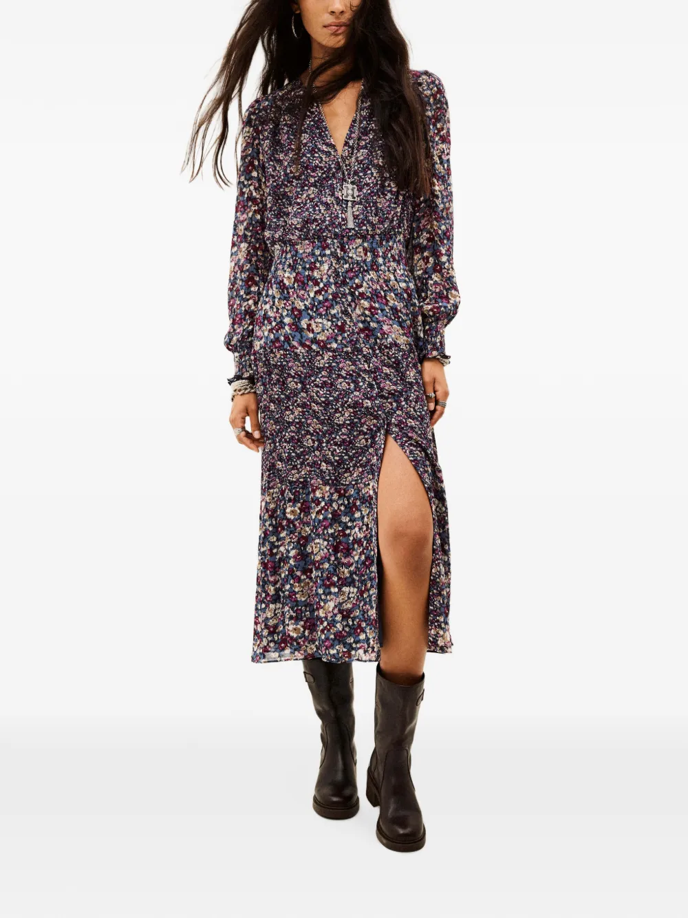 Ba&Sh Kacy midi-jurk met bloemen-print Blauw