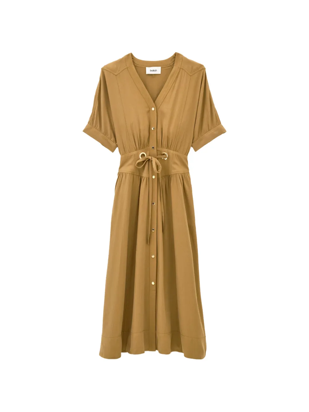 Ba&Sh Parisa drawstring-waist flared midi dress - Giallo