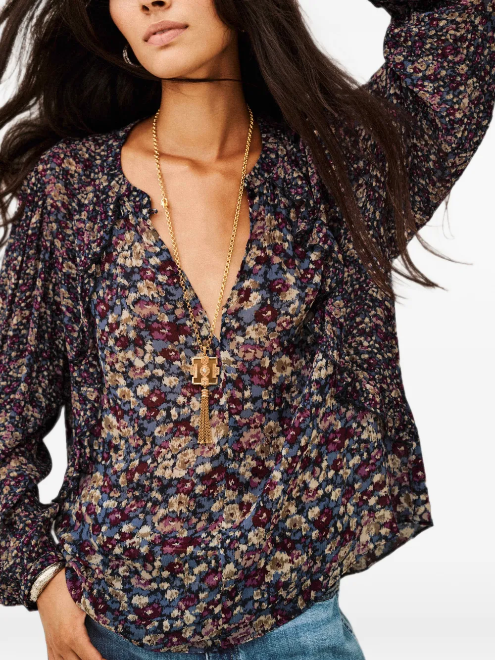 Ba&Sh Kross blouse met bloemen-print en ruches Blauw