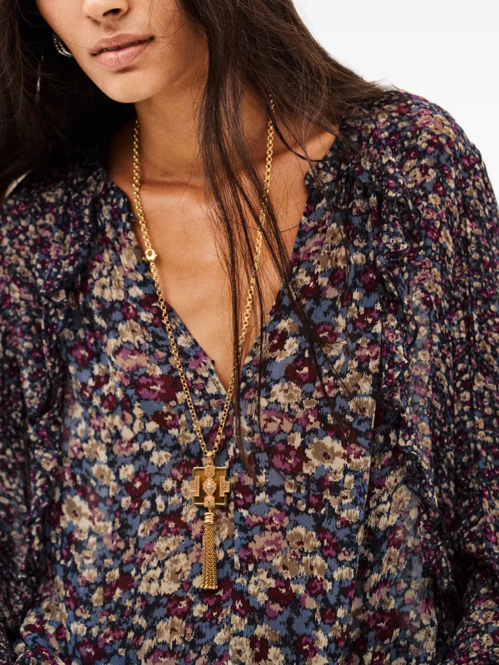 Ba&Sh Kross blouse met bloemen-print en ruches Blauw
