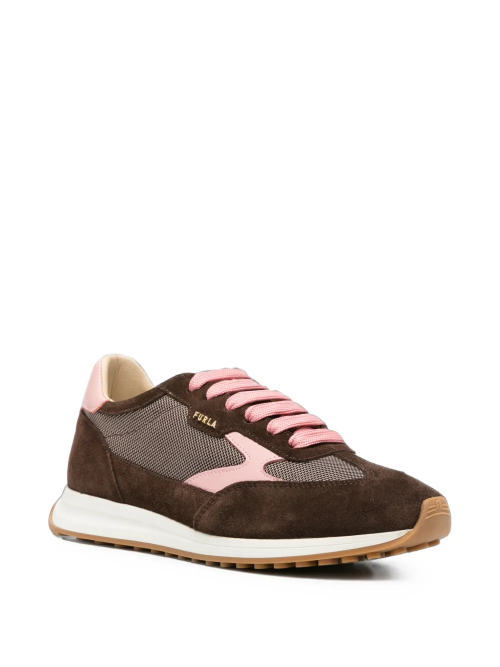 Furla suede mesh sneakers Bruin
