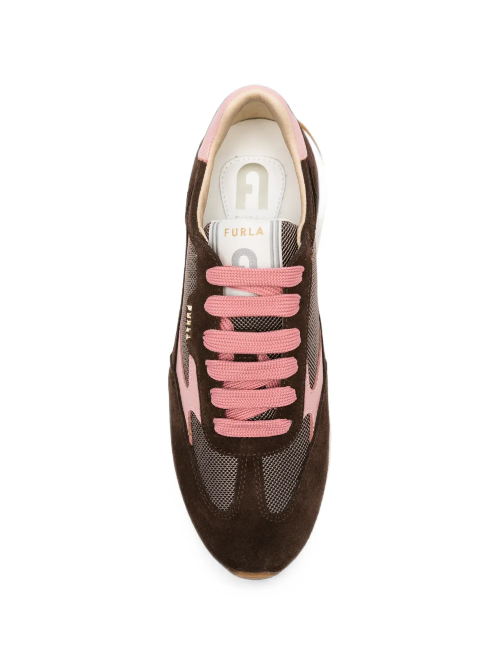 Furla suede mesh sneakers Bruin