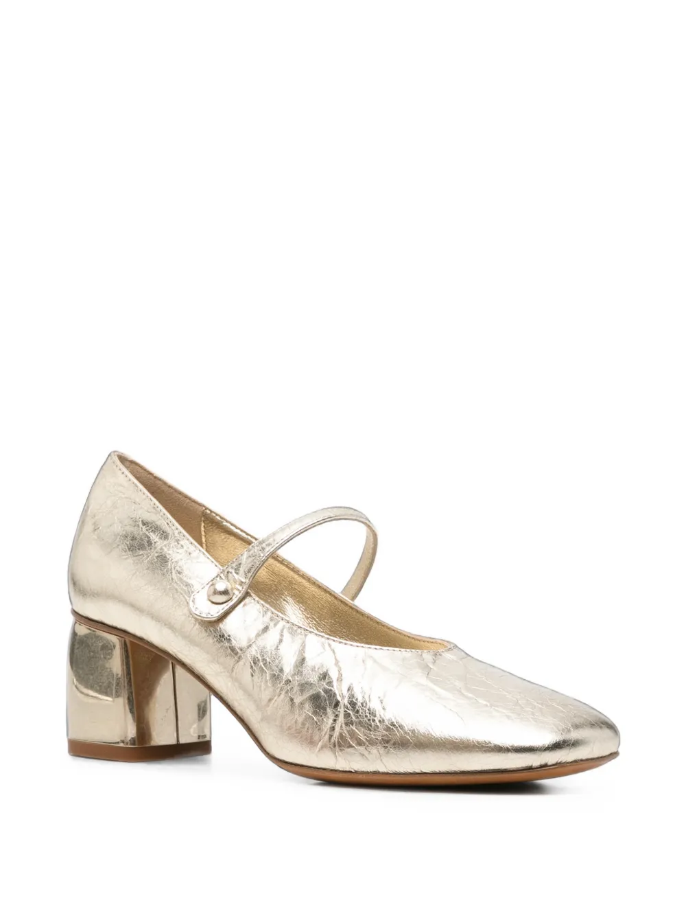 Forte metallic-effect block-heel pumps Goud