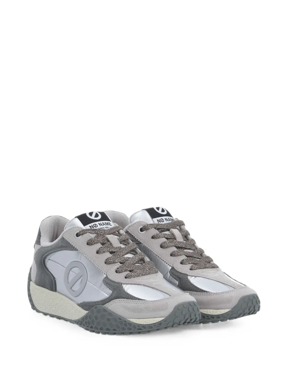 No Name Kate logo-patch metallic sneakers Grijs