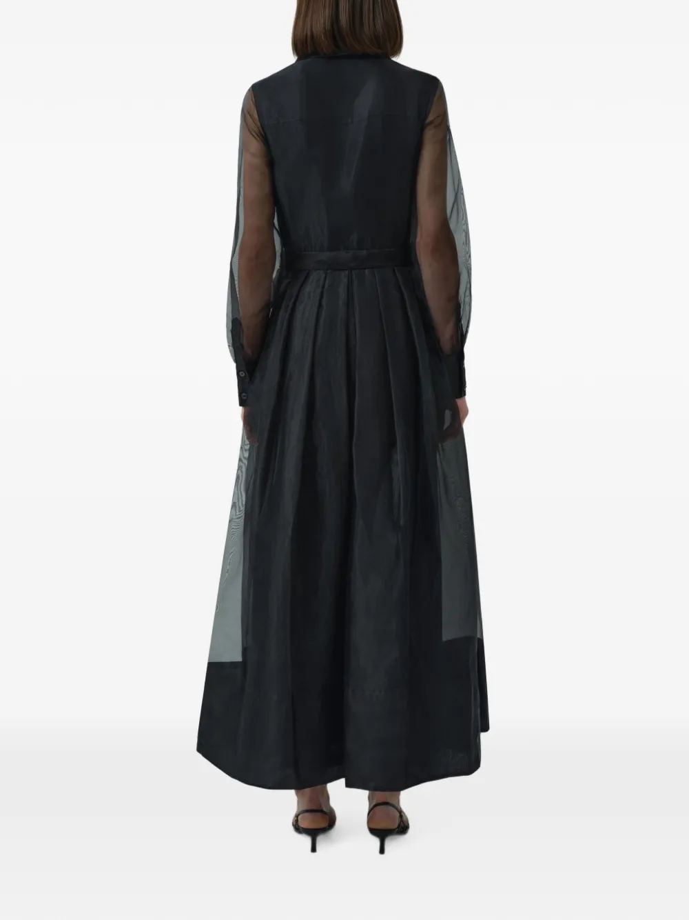 SIMKHAI Montgomery organza maxi-jurk Zwart