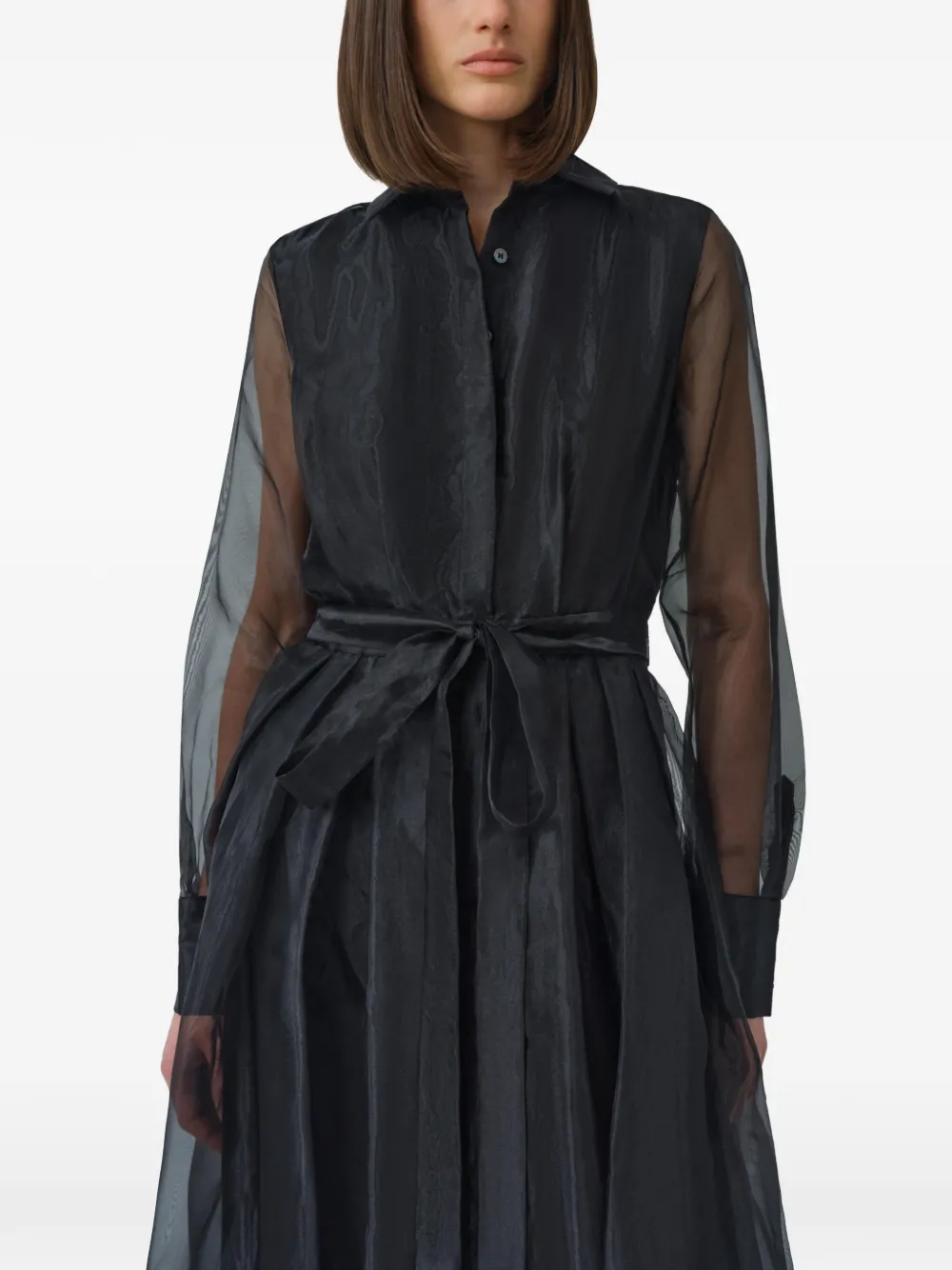 SIMKHAI Montgomery organza maxi-jurk Zwart