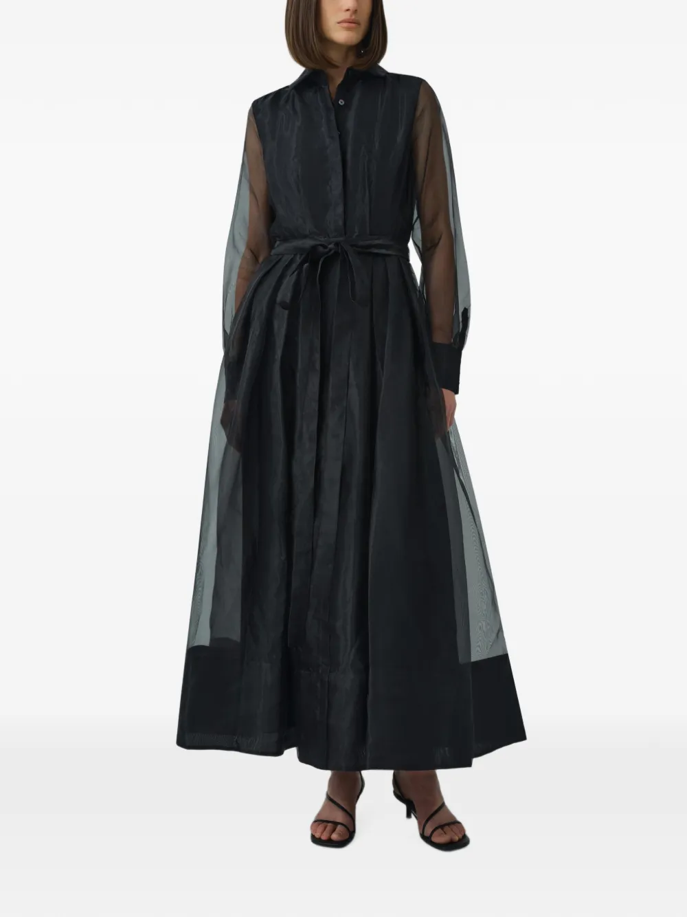 SIMKHAI Montgomery organza maxi-jurk Zwart