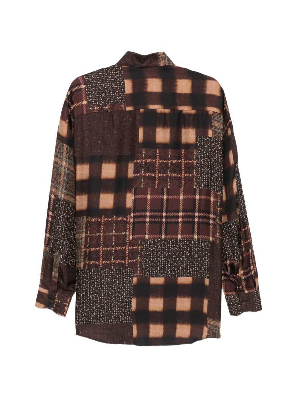 Costumein Overhemd met patchwork en lange mouwen Bruin