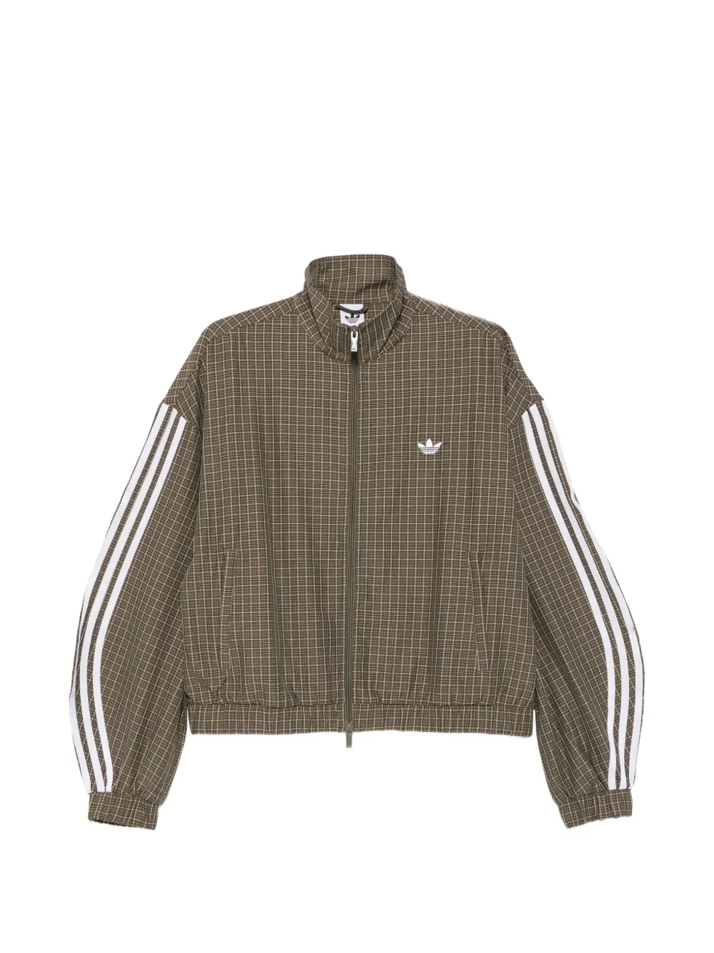 adidas check-pattern side-stripe jacket