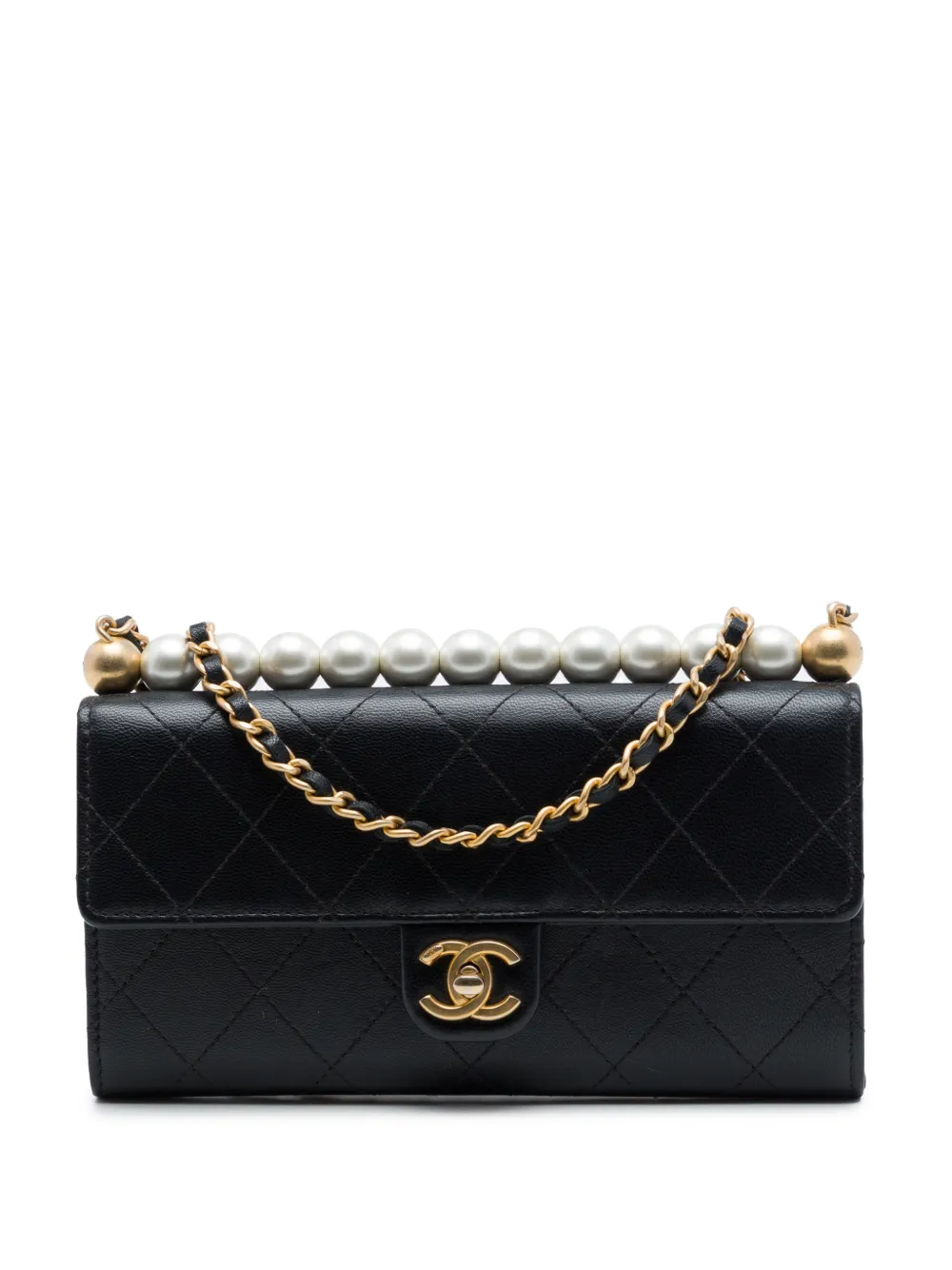 CHANEL Pre-Owned 2019 Quilted Goatskin Chic Pearls Clutch with Chain crossbody bag - Schwarz