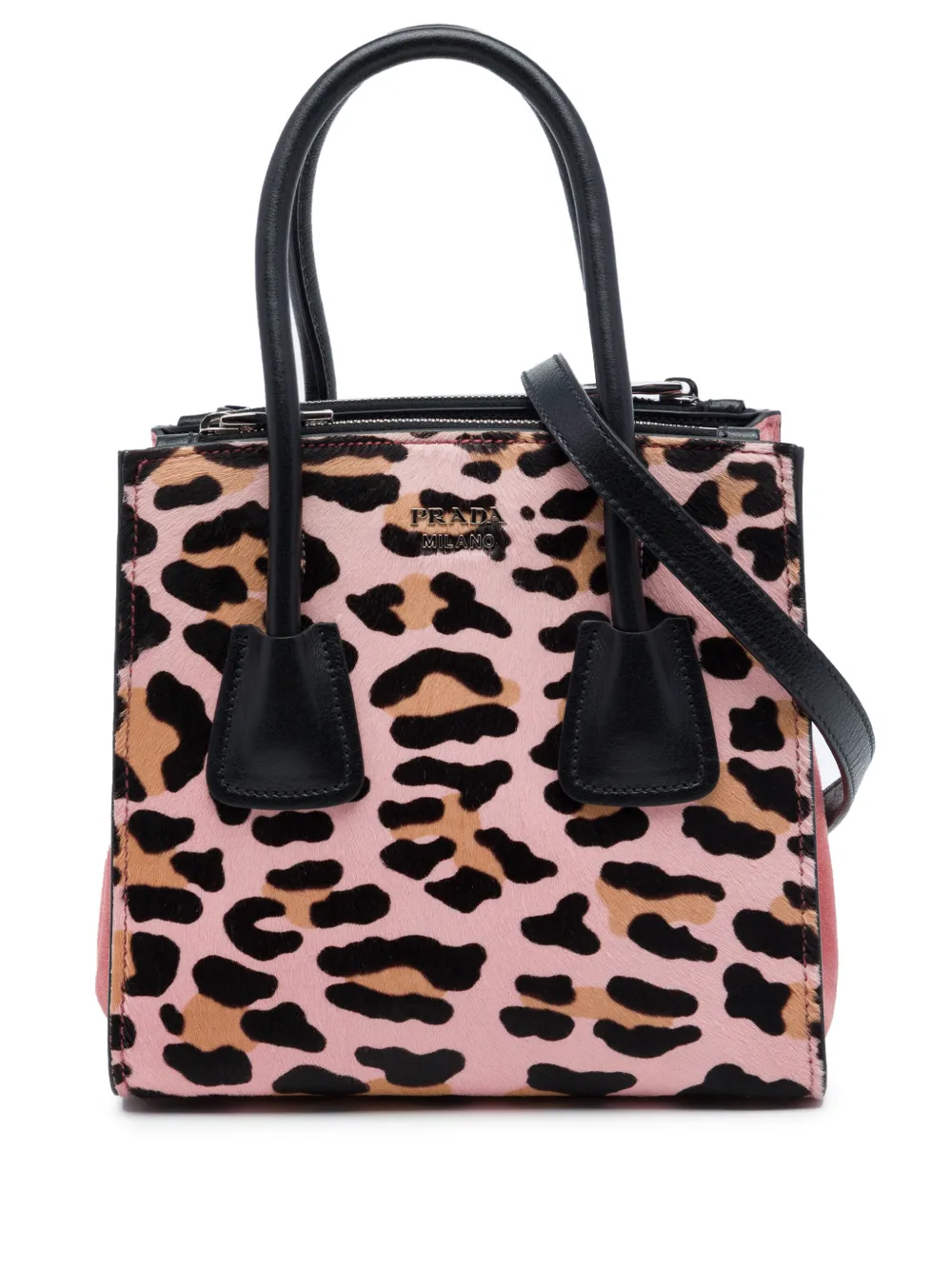 Prada Pre-Owned 2010-2026 Mini Pony Hair Leopard Print Cavallino Twin Pocket satchel - Rosa