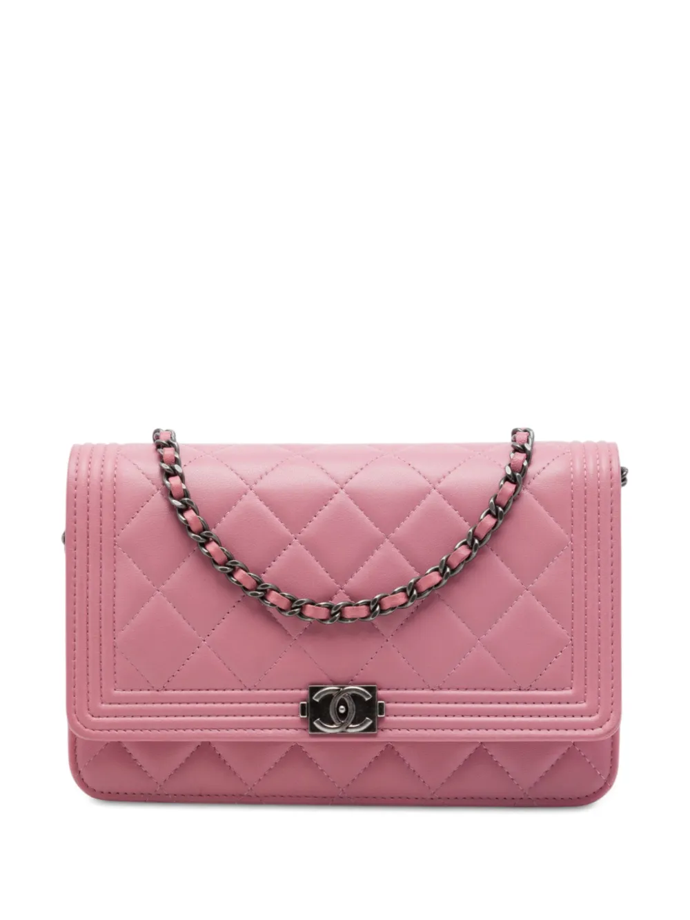 CHANEL Pre-Owned Borsa a tracolla Boy in pelle di agnello trapuntata con catena 2015-2016 - Rosa