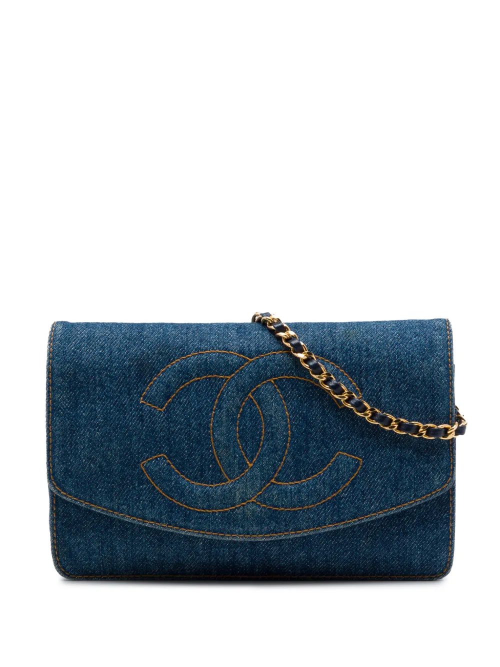 CHANEL Pre-Owned 1996-1997 CC Denim Wallet On Chain crossbody bag - Blu