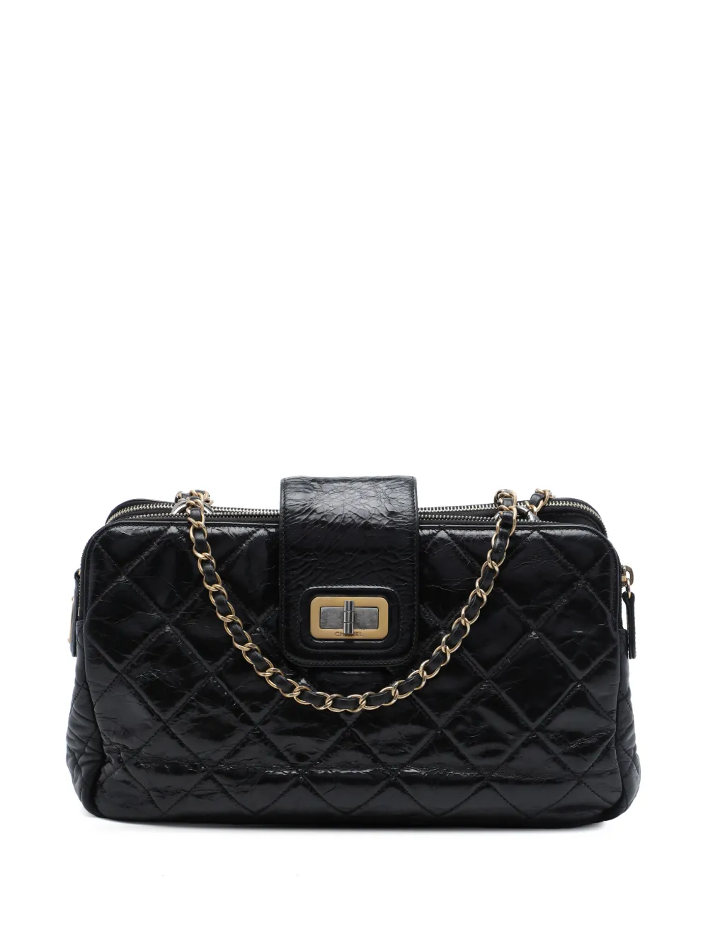 CHANEL Pre-Owned 2011 Glazed Crackled Calfskin Reissue tote bag - Nero