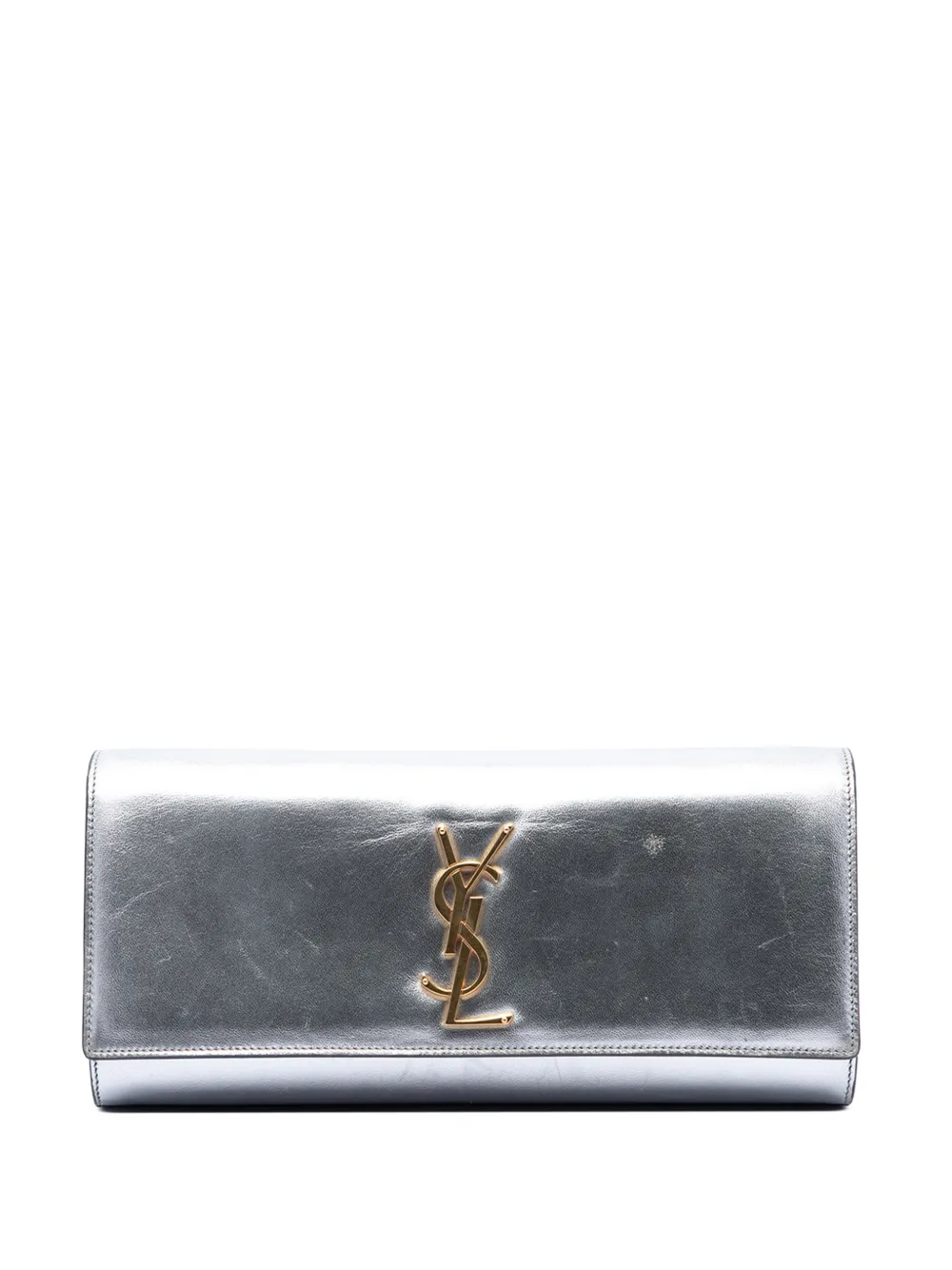 Saint Laurent Pre-Owned 2013-2026 Smooth Metallic Calfskin Monogram Cassandre clutch bag - Silber