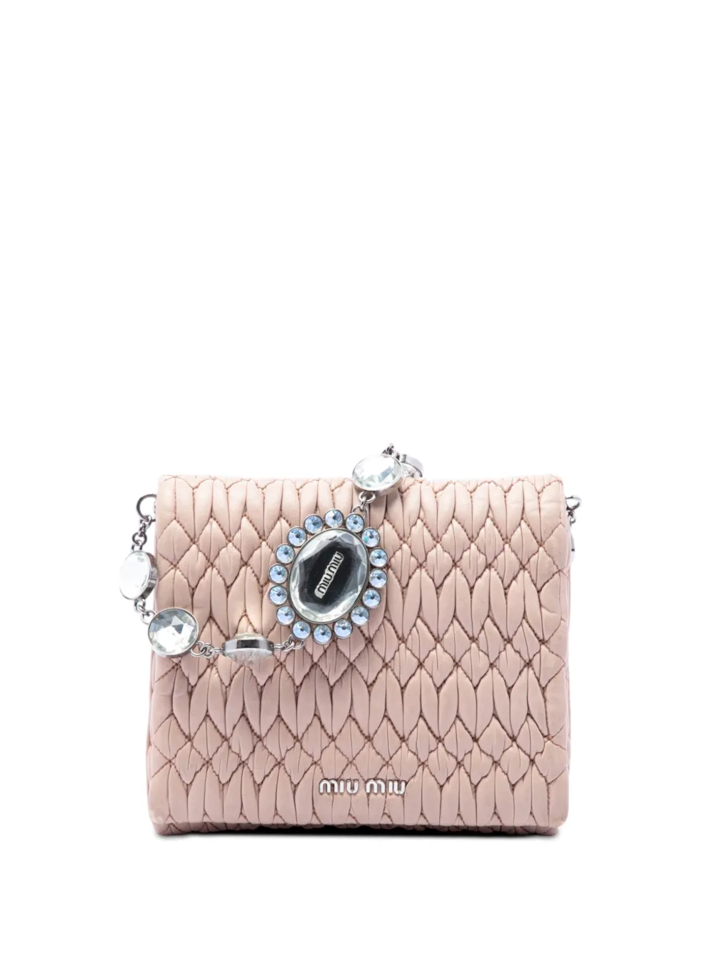 Miu Miu Pre-Owned 2010-2026 Matelasse Nappa Crystal Chain satchel - Marrone