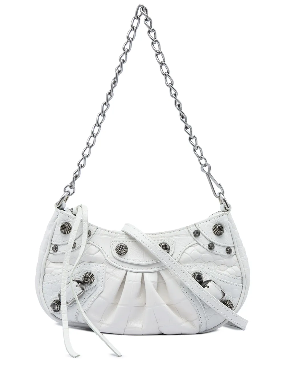 Balenciaga Pre-Owned 2022 mini Motocross Le Cagole Satchel-Tasche mit Prägung - Weiß