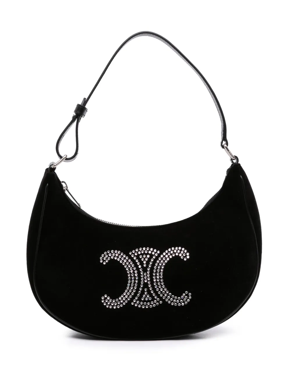 Celine Pre-Owned 2023 Velvet Strass Triomphe Ava shoulder bag - Nero