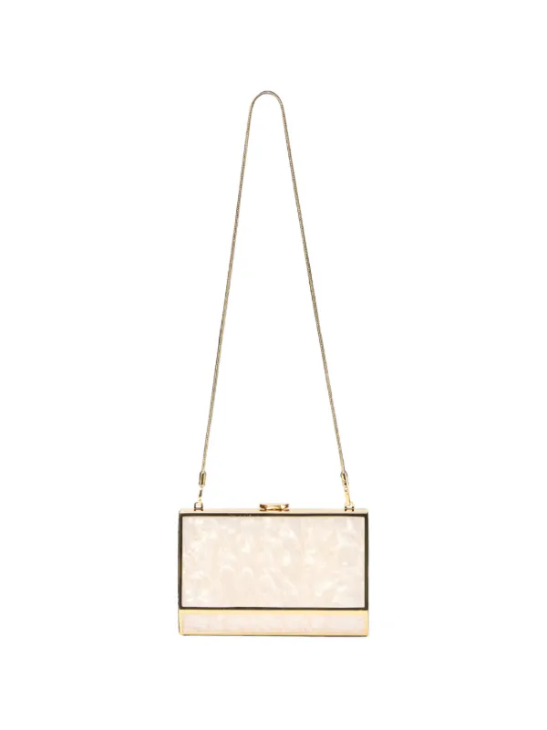 Simkhai Maddox Marbled Clutch Bag in White