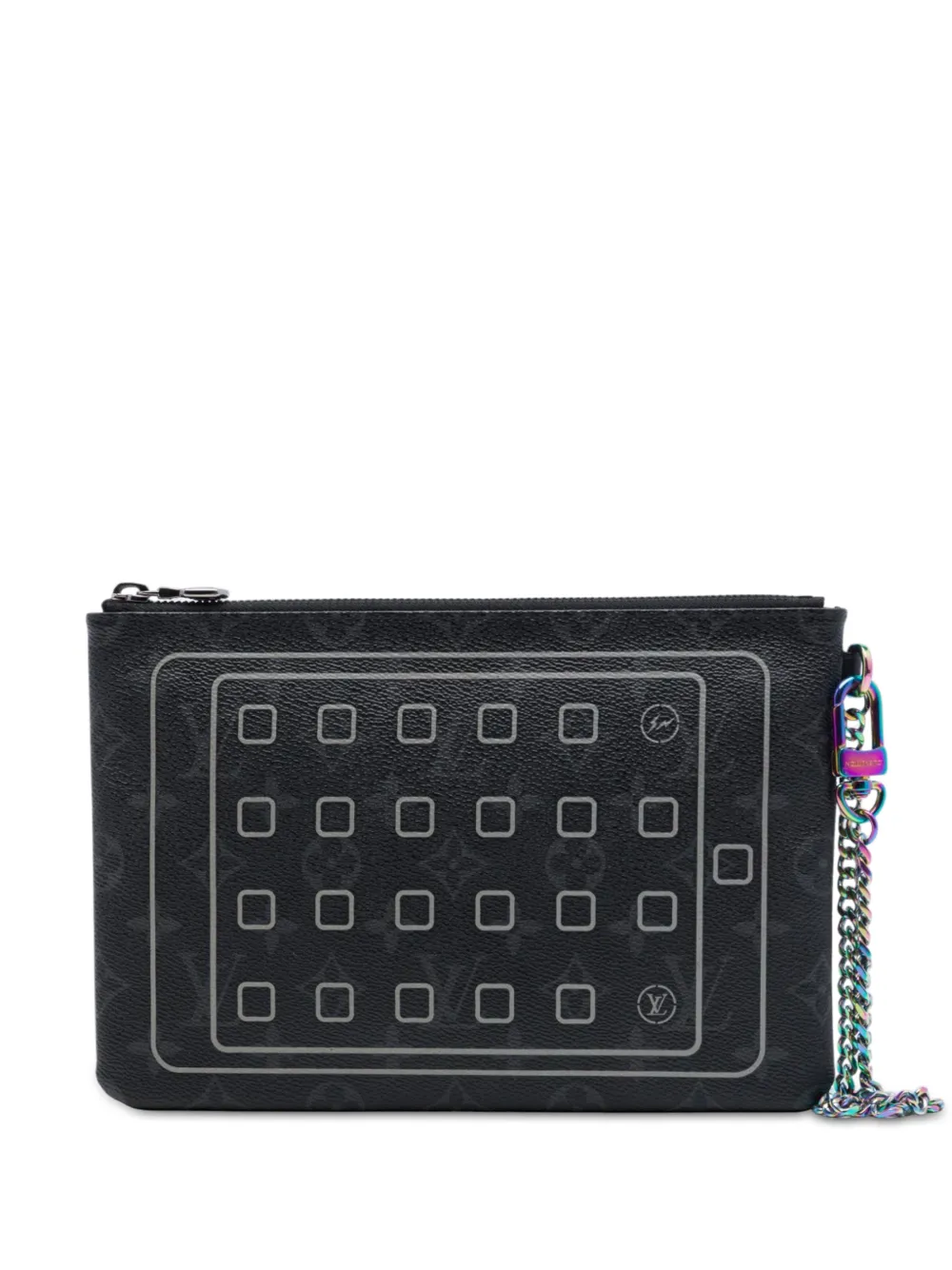 Louis Vuitton Pre-Owned 2017 Monogram Eclipse Flash Fragment iPad Case Clutch - Schwarz