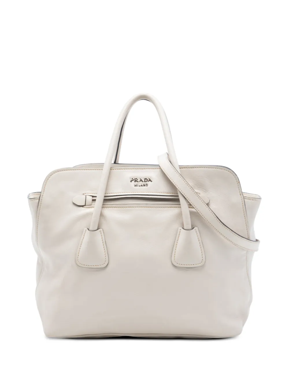 Prada Pre-Owned 2010-2026 Soft Calf Convertible Shopping Tote satchel - Bianco