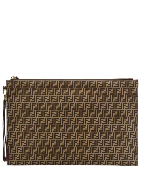 Fendi Pre-Owned 2010-2026 Large Zucchino Suede Flat Pouch clutch bag