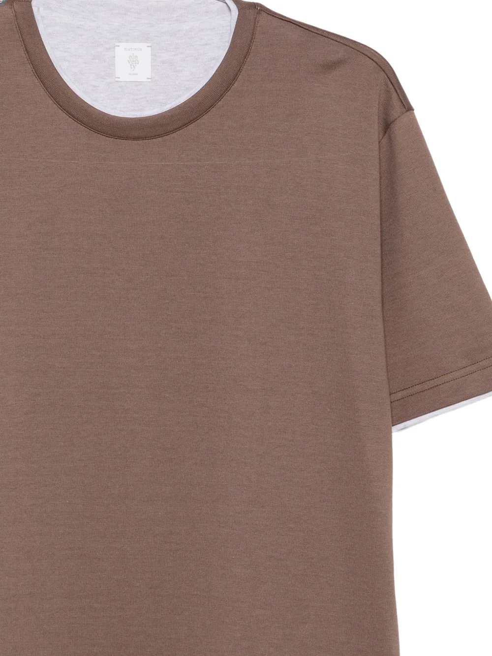 Eleventy Katoenen T-shirt met gelaagde afwerking Bruin