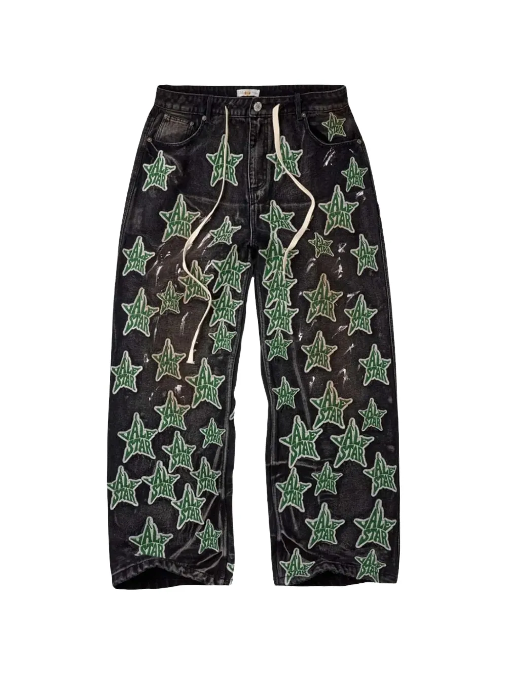 Vale Allstar star-patch straight-leg jeans - Nero