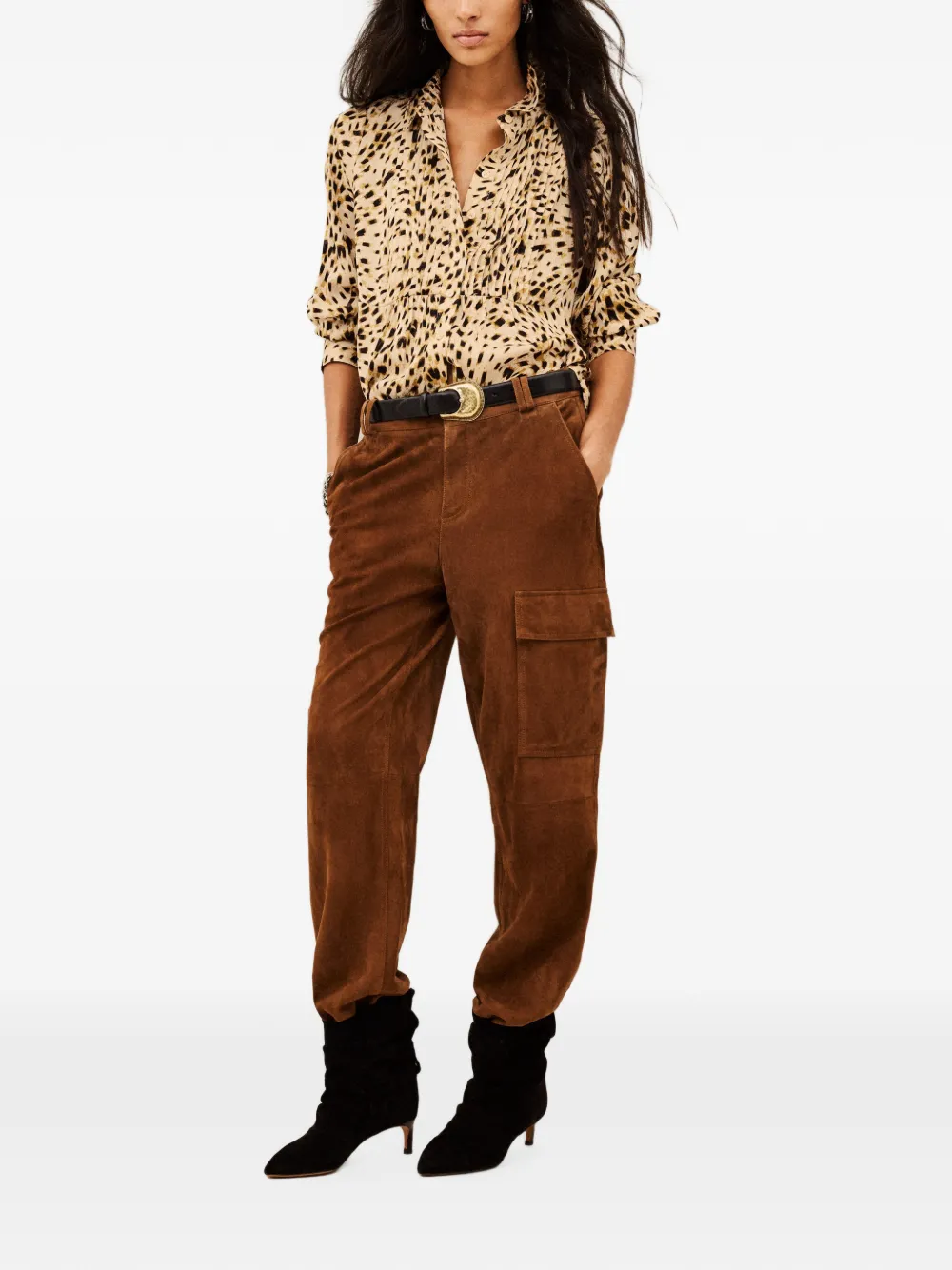 Ba&Sh Hony geplooide blouse met dieren-print Beige