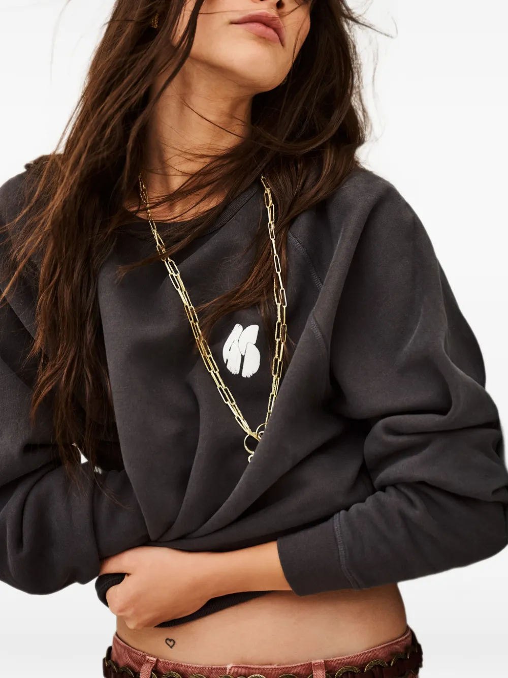 Ba&Sh Sweater met logoprint en raglan mouwen Grijs