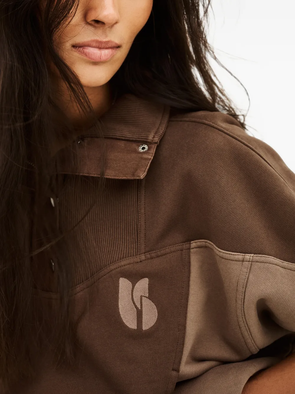 Ba&Sh Jessy trui met colourblocking en hoge hals Bruin