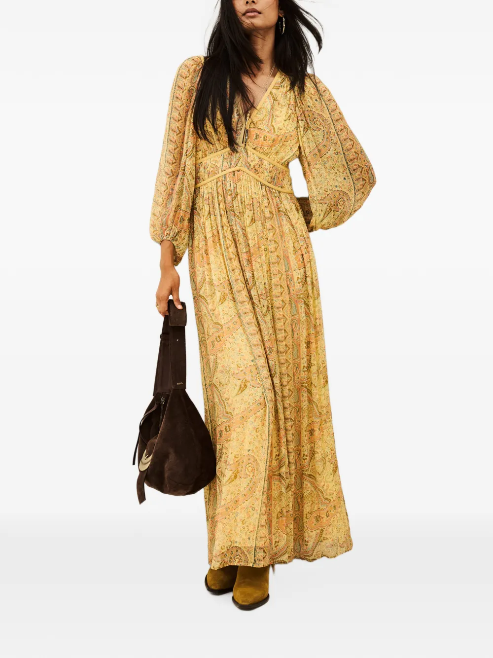 Ba&Sh Chana maxi-dress met paisley-print Geel