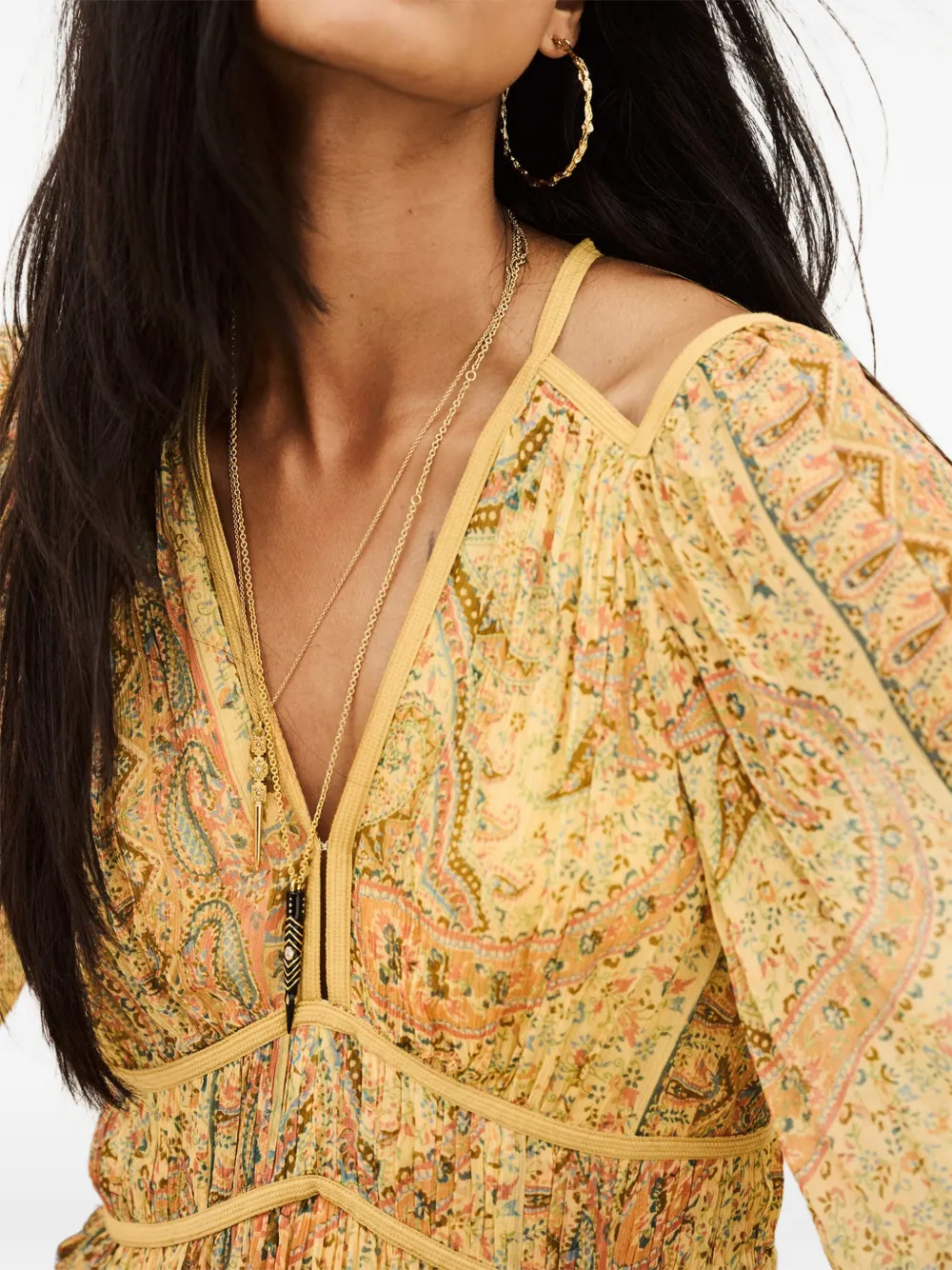 Ba&Sh Chana maxi-dress met paisley-print Geel