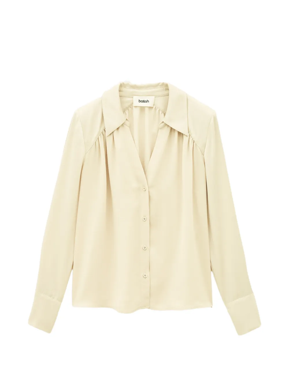 Ba&Sh Wilna gathered long-sleeved shirt Beige