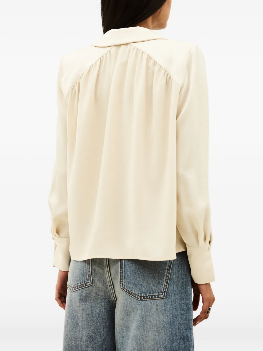 Ba&Sh Wilna gathered long-sleeved shirt Beige